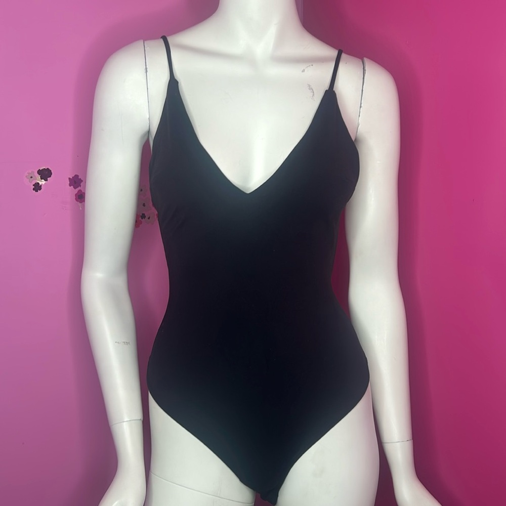 Free People intimately V-neck bodysuit with crisscross back black size XS and L